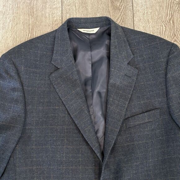 Pronto Uomo Sport‎ Coat 44R Blue Plaid Zegna Italian Wool Cashmere Jacket Blazer
